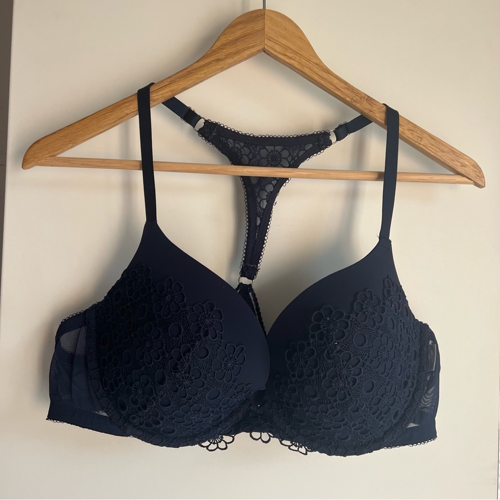 Navy Lace Racerback push up bra from Aerie